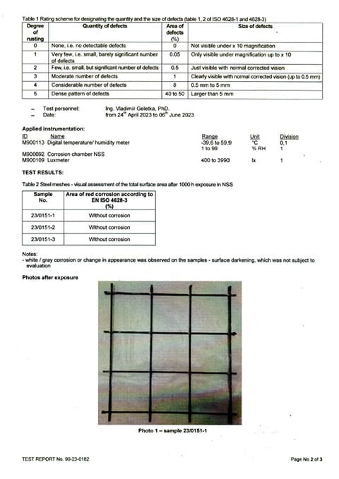 Certyfikat badania soli, strona 2