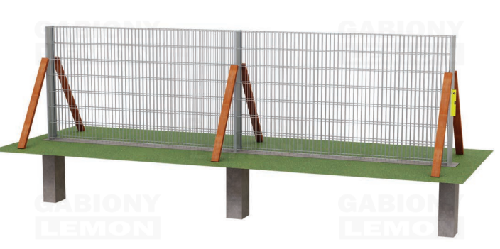stabilizacja słupków gabionowych w betonie podczas montażu